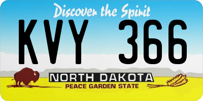 ND license plate KVY366