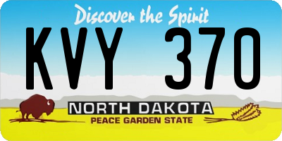 ND license plate KVY370