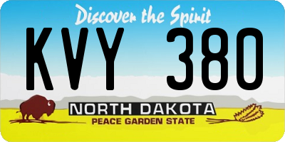 ND license plate KVY380