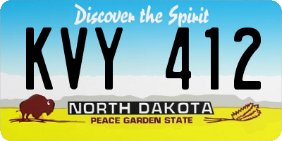 ND license plate KVY412