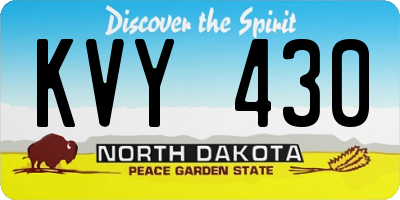 ND license plate KVY430