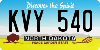 ND license plate KVY540