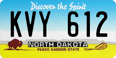 ND license plate KVY612