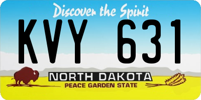 ND license plate KVY631