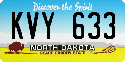 ND license plate KVY633
