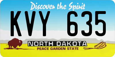 ND license plate KVY635