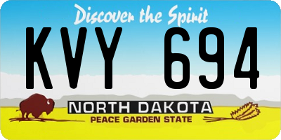 ND license plate KVY694
