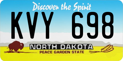 ND license plate KVY698
