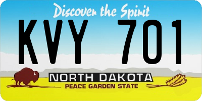 ND license plate KVY701