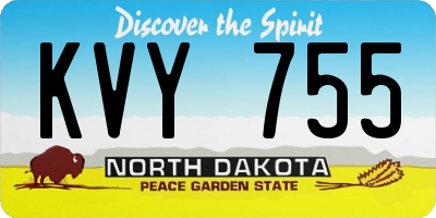 ND license plate KVY755