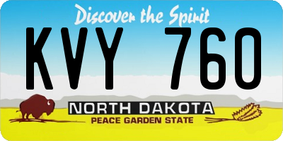 ND license plate KVY760