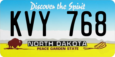 ND license plate KVY768