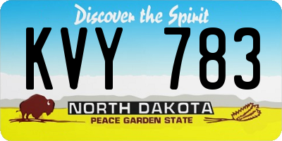 ND license plate KVY783