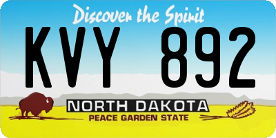 ND license plate KVY892