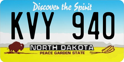 ND license plate KVY940