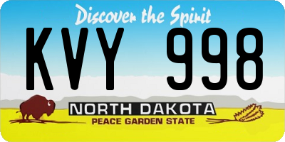 ND license plate KVY998