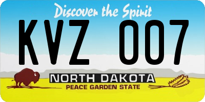 ND license plate KVZ007