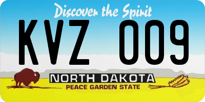 ND license plate KVZ009