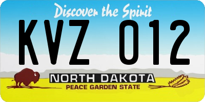 ND license plate KVZ012