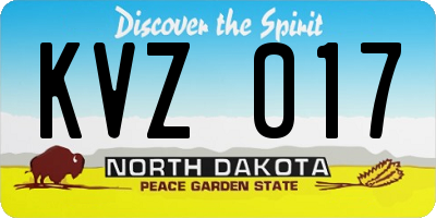 ND license plate KVZ017