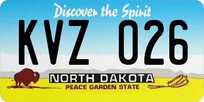 ND license plate KVZ026