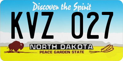 ND license plate KVZ027