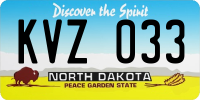 ND license plate KVZ033