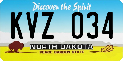 ND license plate KVZ034