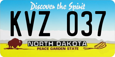 ND license plate KVZ037