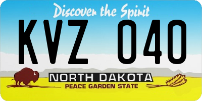 ND license plate KVZ040