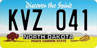 ND license plate KVZ041