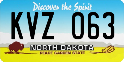 ND license plate KVZ063