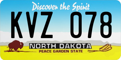 ND license plate KVZ078