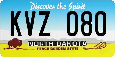 ND license plate KVZ080