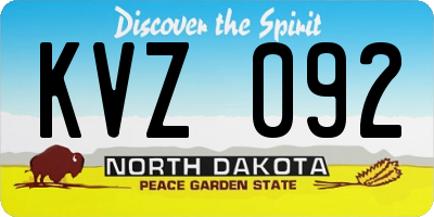 ND license plate KVZ092