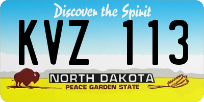 ND license plate KVZ113