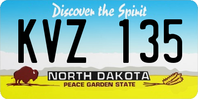 ND license plate KVZ135