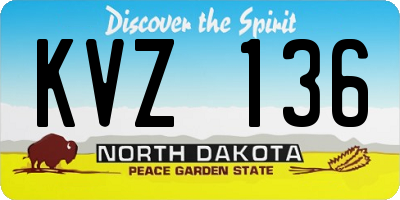 ND license plate KVZ136
