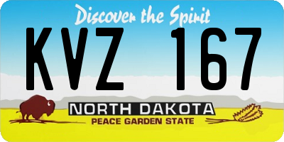 ND license plate KVZ167