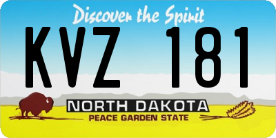 ND license plate KVZ181