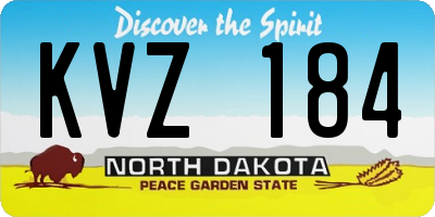 ND license plate KVZ184