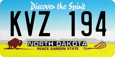 ND license plate KVZ194