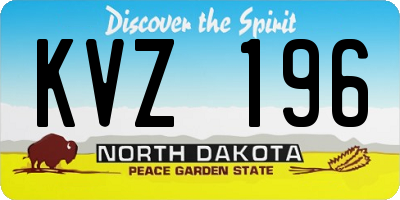 ND license plate KVZ196