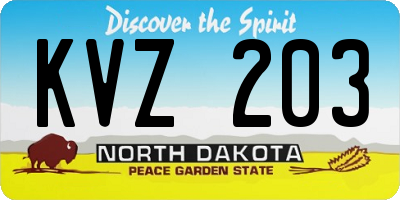 ND license plate KVZ203