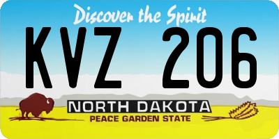 ND license plate KVZ206