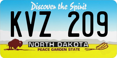 ND license plate KVZ209