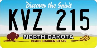 ND license plate KVZ215