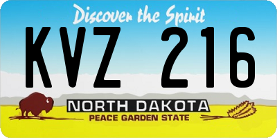 ND license plate KVZ216