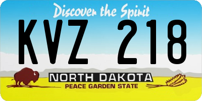 ND license plate KVZ218