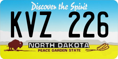 ND license plate KVZ226